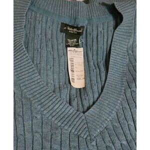 Vuntage Eddie Bauer Mens XXL Cable Knit Stretch Vest Blue nwt
